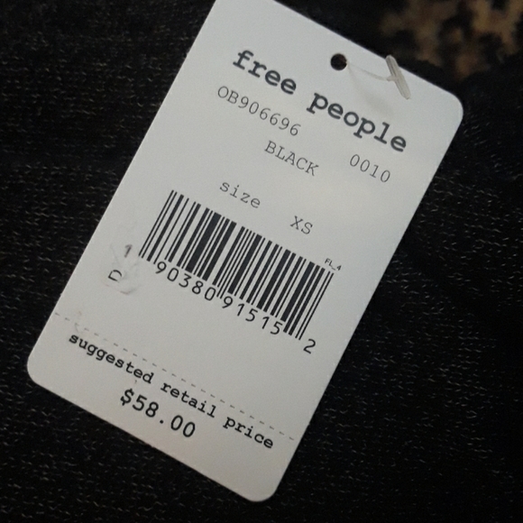 We The Free People Wide Neck Black Shirt XS New - Picture 5 of 8